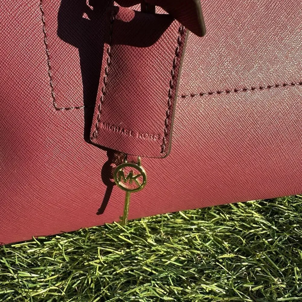 Michael Kors Hamilton‎ Purse Traveler Studded Burgundy Maroon Crossbody Bag